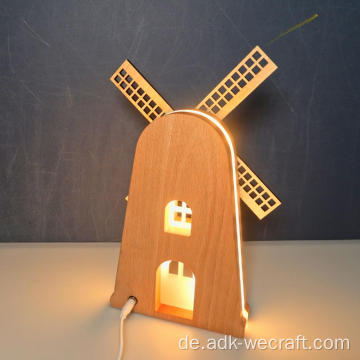Dekoration Holzlampe Windmühle Design Nachtlicht